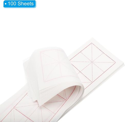 Patikil Xuan Paper ، 100 ورقة ورقة أرز مع شبكة Mi '، ورقة ممارسة الخط الصيني لممارسة الخط ، نصف ناضجة الخام ، 5 "x15" (أبيض) in Saudi Arabia