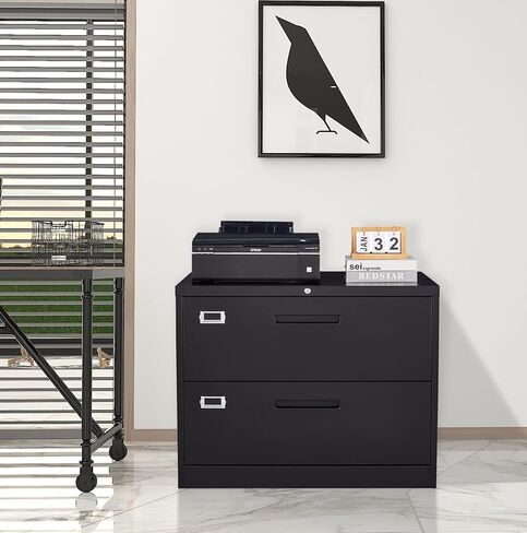 خزانة الملفات الجانبية Miiiko مع قفل ، 3 خزانة إيداع جانبية ، أدراج عميقة كبيرة مغلقة بواسطة مفاتيح ، خزانة ملفات التخزين المعدنية لتعليق خطاب/قانون قانوني/F4/A4 in Kuwait