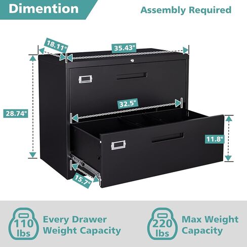 خزانة الملفات الجانبية Miiiko مع قفل ، 3 خزانة إيداع جانبية ، أدراج عميقة كبيرة مغلقة بواسطة مفاتيح ، خزانة ملفات التخزين المعدنية لتعليق خطاب/قانون قانوني/F4/A4 in Kuwait
