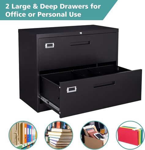 خزانة الملفات الجانبية Miiiko مع قفل ، 3 خزانة إيداع جانبية ، أدراج عميقة كبيرة مغلقة بواسطة مفاتيح ، خزانة ملفات التخزين المعدنية لتعليق خطاب/قانون قانوني/F4/A4 in Kuwait