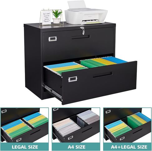 خزانة الملفات الجانبية Miiiko مع قفل ، 3 خزانة إيداع جانبية ، أدراج عميقة كبيرة مغلقة بواسطة مفاتيح ، خزانة ملفات التخزين المعدنية لتعليق خطاب/قانون قانوني/F4/A4 in Kuwait