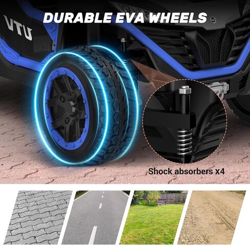 ANPABO 24V 2 Seater Ride On Dump Truck, 4x75W, Max 5 Mph, EVA Tire, Kids Electric Car with Electric Dump Bed, Shovel, Music, 24V Ride On Toy UTV w/Parent Remote Control for Ages 3-8, Blue in Saudi Arabia