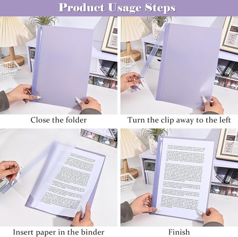 Baytory 5pcs تقرير Clear Covers مع مقطع التأرجح ، المجلدات البلاستيكية لورق A4 وورق الحرف ، موثق العرض الأمامي الواضحة لأعمال المدرسة ، 40 ورقة/حزمة (أرجواني) in Kuwait