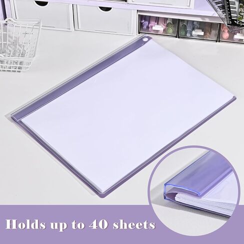Baytory 5pcs تقرير Clear Covers مع مقطع التأرجح ، المجلدات البلاستيكية لورق A4 وورق الحرف ، موثق العرض الأمامي الواضحة لأعمال المدرسة ، 40 ورقة/حزمة (أرجواني) in Kuwait