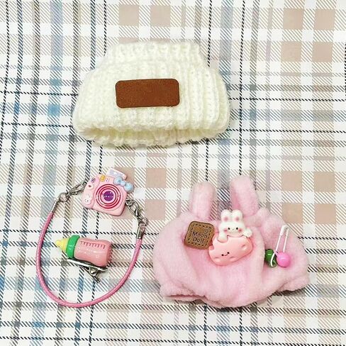 ملابس ملابس الدمية لإكسسوارات دمى 17 سم (بدون دمية) ، طراز Kawaii الأنيق مجموعة للدمى - زجاجة زرقاء زرقاء + قبعة صوف الدب الأزرق + الكاميرا البيضاء (الأزرق أ) in Kuwait