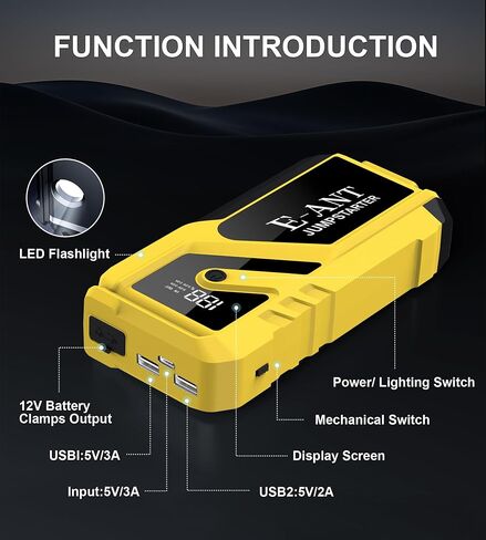 023 Jump Starter Battery Pack 3000A Peak, 12V Car Battery Jump Starter for Up to 8L Gas/5L Diesel, Battery Booster Jump Box, Portable Power Bank QC3.0 Outputs, Jumper Cables with LED Light in Saudi Arabia
