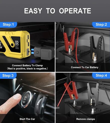 023 Jump Starter Battery Pack 3000A Peak, 12V Car Battery Jump Starter for Up to 8L Gas/5L Diesel, Battery Booster Jump Box, Portable Power Bank QC3.0 Outputs, Jumper Cables with LED Light in Saudi Arabia