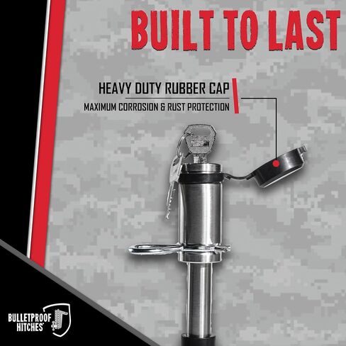 Bulletproof Stainless Steel Trailer Hitch Locking Pin with Weather Resistant Rubber Cap, 5/8" Diameter, Universal Fit, & Compatible with Class 1, 2, 3, 4, & 5 Hitches in Saudi Arabia