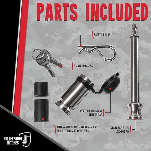 Bulletproof Stainless Steel Trailer Hitch Locking Pin with Weather Resistant Rubber Cap, 5/8" Diameter, Universal Fit, & Compatible with Class 1, 2, 3, 4, & 5 Hitches in Saudi Arabia