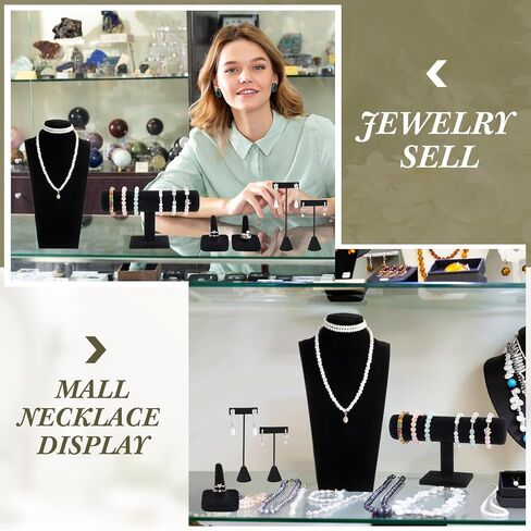 Kigley 6 Pcs Jewelry Display Set Necklace Bust T Bar Bracelet Holder Earring Ring Finger Display jewelry Stand for vendors Selling Store Trade Show (Black) in Kuwait