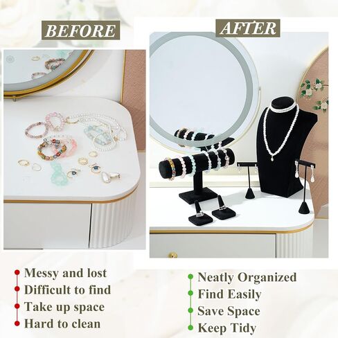 Kigley 6 Pcs Jewelry Display Set Necklace Bust T Bar Bracelet Holder Earring Ring Finger Display jewelry Stand for vendors Selling Store Trade Show (Black) in Kuwait