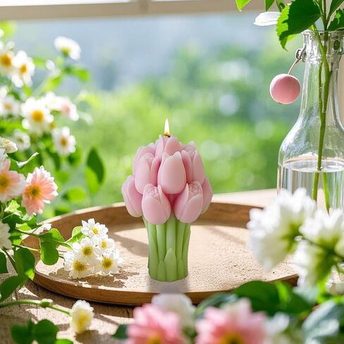 Tulip Bouquet Silicone Candle Molds for Candle Making, 3D Tulip Flower Epoxy Resin Molds, Candle Wax Molds Flower Soap Mold Resin Crafts for DIY Handmade Supplies (Style C) in Saudi Arabia