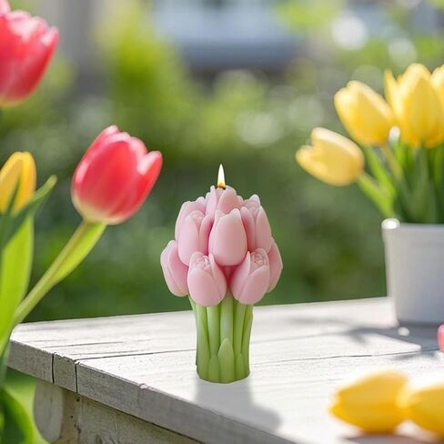 Tulip Bouquet Silicone Candle Molds for Candle Making, 3D Tulip Flower Epoxy Resin Molds, Candle Wax Molds Flower Soap Mold Resin Crafts for DIY Handmade Supplies (Style C) in Saudi Arabia