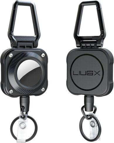 LIUGX 2 Pack Airtag Retractable Keychain, Belt Clip Ver. & Carabiner Ver, Airtag Holder, Badge Reel with 31.5" Wire Rope, 10,000+ Rebound, 8oz in Saudi Arabia