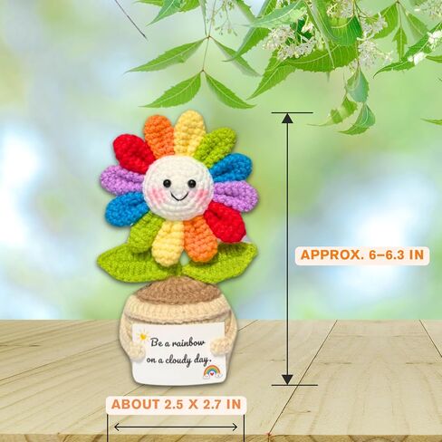 Emotional Support Crochet Flower in Rainbow Colors with Encouragement Card – Handmade Plush Decoration Gift for Desk, Office, Home – Thoughtful Gift for Women, Friends, Coworkers in Kuwait