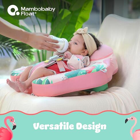 MAMBOBABYFLOAT TRENDY VOYAGER BABY POOTH FLOAT مع المظلة 2025-عوامات آمنة ومريحة وقابلة للتعديل مع حماية من أشعة الشمس ، وتكنولوجيا الرغوة الخالية من الهواء ، ونظام الإبزيم 5 اتجاهات ، ومسند القدمين in Kuwait