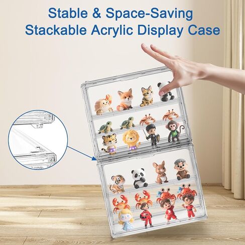 علبة عرض Acrylic Eyotto 2 Pack للمقتنيات ، وحالات عرض الهواية القابلة للتكديس 3 مستويات قابلة للتكديس ، ومربع عرض أكريليك مع غطاء وباب مغناطيسي للأرقام 12 in Kuwait