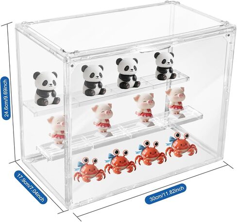 علبة عرض Acrylic Eyotto 2 Pack للمقتنيات ، وحالات عرض الهواية القابلة للتكديس 3 مستويات قابلة للتكديس ، ومربع عرض أكريليك مع غطاء وباب مغناطيسي للأرقام 12 in Kuwait