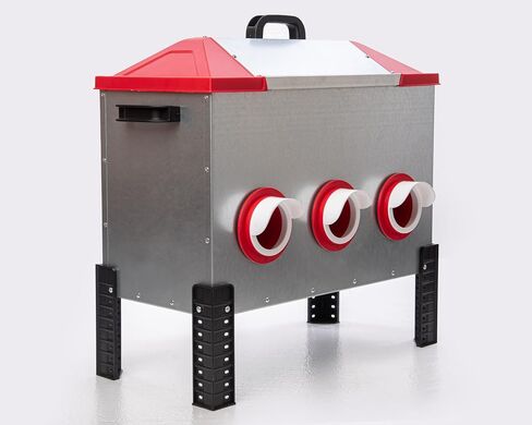RentACoop Flock Feeder 65 lb - Large Capacity, Weatherproof Metal 6-Port Feeder for Adult Chickens, Turkeys, Ducks, and More in Saudi Arabia