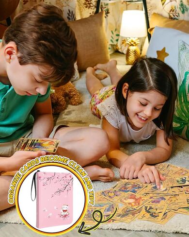for Card Binder with 440 Pockets 4 Pocket - Trading Card Collection Album Folder for Kids Boys Girls Teens Girly for Sports Cards Game Cards with Zipper Hand Carrying, Cat in Kuwait