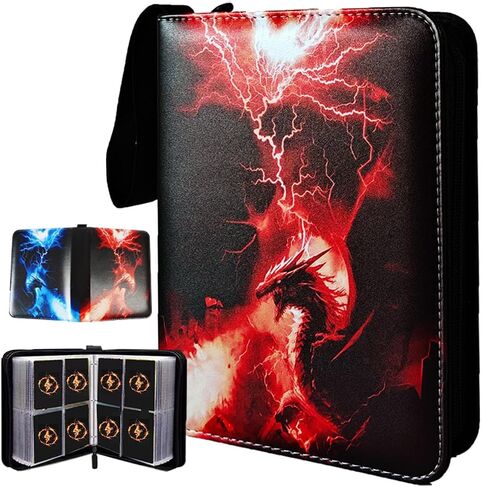 Card Binder Album 4 Pocket, 400 Pockets Trading Card Holder Binder with 50 Removable Sleeves, Zipper Card Book for Trading Cards, Game Sports Cards (Dragon) in Saudi Arabia