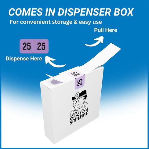 2025 Year Labels, Doctor Stuff 2025 Chart Stickers, Fluorescent Violet Color Coded, USA Made Year Stickers for End Tab File Folders, 500 Labels/Roll in a Dispenser Box, 3/4" x 1-1/2" in Kuwait