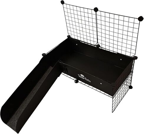 Corrugated Plastic Loft and Ramp for C&C Cage - for use with 13.8" Grids ONLY - use with Modular Grid Cages for Guinea Pigs and Other Small Pets (Black) in Kuwait