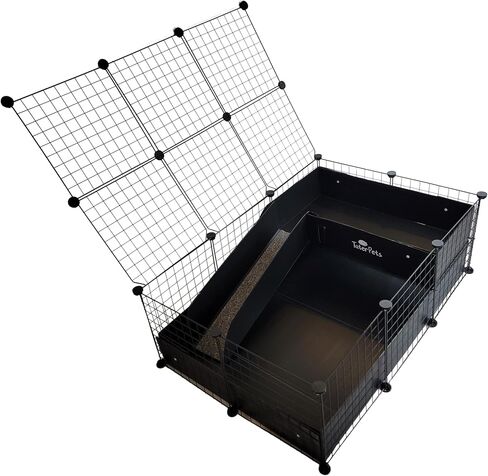 Corrugated Plastic Loft and Ramp for C&C Cage - for use with 13.8" Grids ONLY - use with Modular Grid Cages for Guinea Pigs and Other Small Pets (Black) in Kuwait
