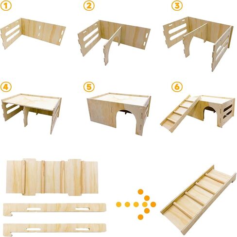 Hamiledyi Wooden Guinea Pig House 2-Chamber Hideout Castle with Ladder for Chinchilla Hedgehog Ferret Squirrel Dwarf Rabbit Bunny Hamster in Saudi Arabia