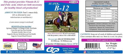 B-12 Energy Horse Supplement - Equine Vitamins B-12 & B-9 Folic Acid Support Powder - 2.5 Pounds, (2 Pack) in Saudi Arabia