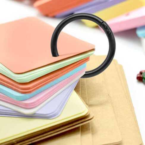 210 PCS 1-1/2 بوصة حلقات الموثق البلاستيكية ، حلقات كتب رابط أوراق فضفاضة ، حلقات مقطع بطاقة فهرس سوداء لبطاقات الفلاش ، حلقات المفاتيح ، ورق الفهرس ، الورق (40 مم) in Kuwait
