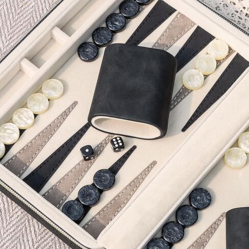 مجموعات Backgammon للبالغين ، لعبة لوحية كلاسيكية مع حالة طي قابلة للطي من الجلد ، مجموعة لعبة Backgammon Portable (Blue) in Saudi Arabia