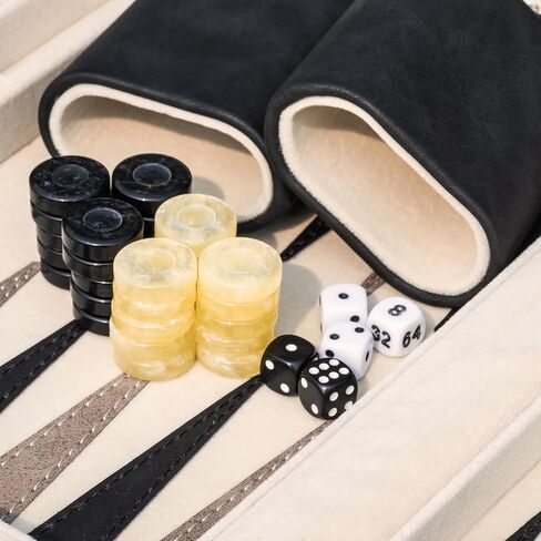 مجموعات Backgammon للبالغين ، لعبة لوحية كلاسيكية مع حالة طي قابلة للطي من الجلد ، مجموعة لعبة Backgammon Portable (Blue) in Saudi Arabia