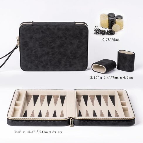 مجموعات Backgammon للبالغين ، لعبة لوحية كلاسيكية مع حالة طي قابلة للطي من الجلد ، مجموعة لعبة Backgammon Portable (Blue) in Saudi Arabia