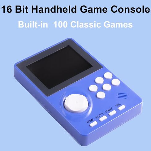 وحدة تحكم ألعاب الفيديو 16 بتات للأطفال البالغين ， 2.8 بوصة Super Wide LCB مسبقًا 100 HD Game Console Seniors Electronic Game Player عيد ميلاد عيد الميلاد (Blue Blue) in Kuwait