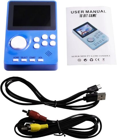 وحدة تحكم ألعاب الفيديو 16 بتات للأطفال البالغين ， 2.8 بوصة Super Wide LCB مسبقًا 100 HD Game Console Seniors Electronic Game Player عيد ميلاد عيد الميلاد (Blue Blue) in Kuwait