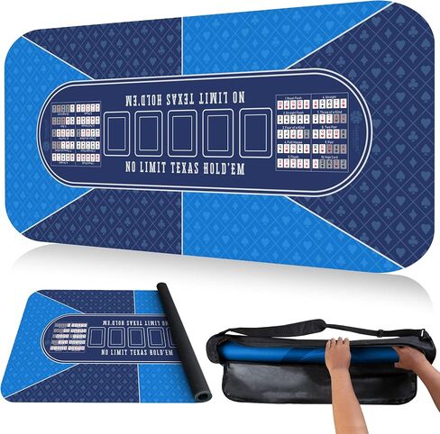 GAMBLUXE 47"X23" / 70"X35" Professional Poker Mat for Table - Smooth Water Repellent Poker Top for Table Nonslip Portable Texas Hold'em Poker Mat + Carrying/Storage Bag for Poker Games, (Black) in Saudi Arabia