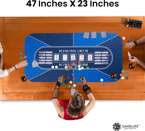 GAMBLUXE 47"X23" / 70"X35" Professional Poker Mat for Table - Smooth Water Repellent Poker Top for Table Nonslip Portable Texas Hold'em Poker Mat + Carrying/Storage Bag for Poker Games, (Black) in Saudi Arabia