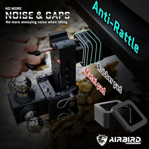 حامل كرة وصلة مقطورة قابل للتعديل من Airbird مع كرة مزدوجة 2 بوصة و2-5/16 بوصة، قطرة 5 بوصة، تناسب فقط جهاز استقبال وصلة ربط 2.5 بوصة، 20,000 رطل GTW - 722505 (2.5 بوصة 7 قطرة)... in Kuwait