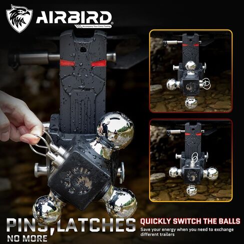 حامل كرة وصلة مقطورة قابل للتعديل من Airbird مع كرة مزدوجة 2 بوصة و2-5/16 بوصة، قطرة 5 بوصة، تناسب فقط جهاز استقبال وصلة ربط 2.5 بوصة، 20,000 رطل GTW - 722505 (2.5 بوصة 7 قطرة)... in Kuwait