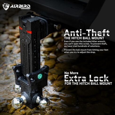حامل كرة وصلة مقطورة قابل للتعديل من Airbird مع كرة مزدوجة 2 بوصة و2-5/16 بوصة، قطرة 5 بوصة، تناسب فقط جهاز استقبال وصلة ربط 2.5 بوصة، 20,000 رطل GTW - 722505 (2.5 بوصة 7 قطرة)... in Kuwait