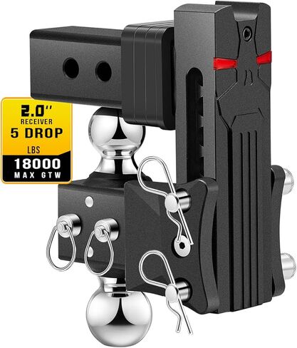 حامل كرة وصلة مقطورة قابل للتعديل من Airbird مع كرة مزدوجة 2 بوصة و2-5/16 بوصة، قطرة 5 بوصة، تناسب فقط جهاز استقبال وصلة ربط 2.5 بوصة، 20,000 رطل GTW - 722505 (2.5 بوصة 7 قطرة)... in Kuwait