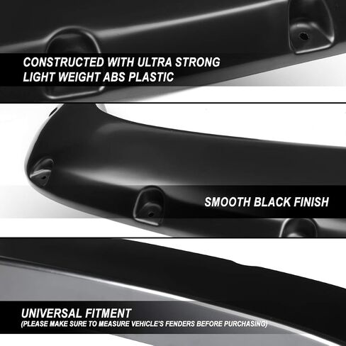 DNA Motoring WF-81013-MBK 4pcs Pocket-Riveted Design Wheel Fender Flares, Black in Saudi Arabia