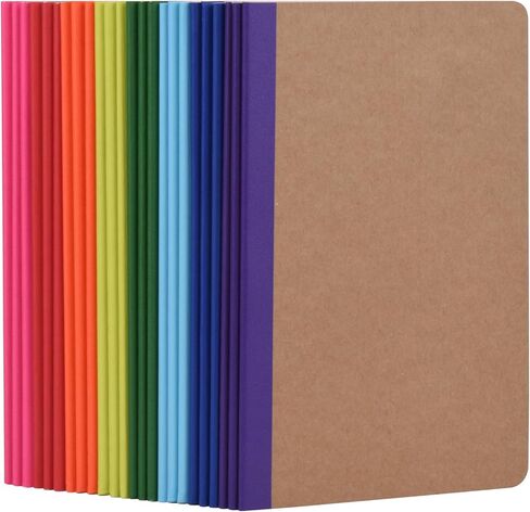 ZCZN Composition Notebooks Bulk, A5 Kraft Cover Lined Journals with Rainbow Spines for School, Business, Work and Daliy Use (24, 8 colors) in Kuwait
