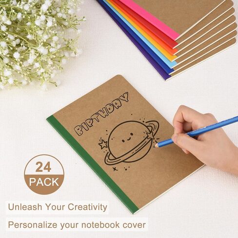 ZCZN Composition Notebooks Bulk, A5 Kraft Cover Lined Journals with Rainbow Spines for School, Business, Work and Daliy Use (24, 8 colors) in Kuwait