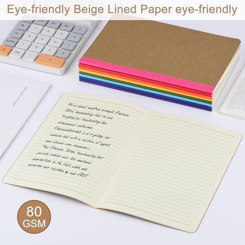ZCZN Composition Notebooks Bulk, A5 Kraft Cover Lined Journals with Rainbow Spines for School, Business, Work and Daliy Use (24, 8 colors) in Kuwait