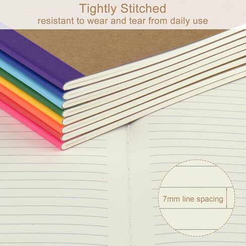 ZCZN Composition Notebooks Bulk, A5 Kraft Cover Lined Journals with Rainbow Spines for School, Business, Work and Daliy Use (24, 8 colors) in Kuwait