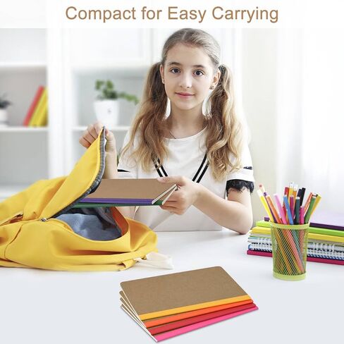 ZCZN Composition Notebooks Bulk, A5 Kraft Cover Lined Journals with Rainbow Spines for School, Business, Work and Daliy Use (24, 8 colors) in Kuwait