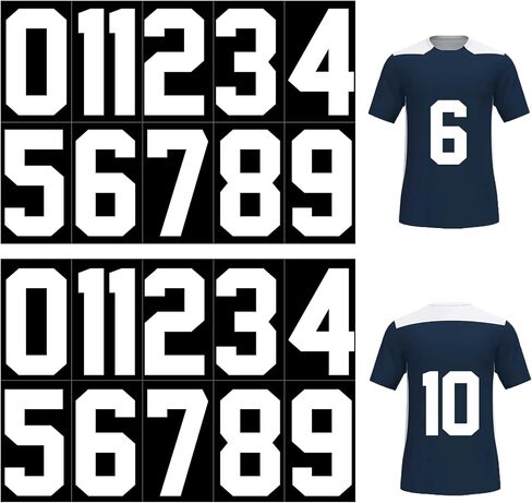 Iron on Numbers for Jersey, 8 Inches Iron on Numbers for Clothing, 22 PCS Heat Transfer Numbers of 0 to 9, Large Iron on Numbers for Team Uniform Sports T Shirts Basketball Football Baseball (White) in Kuwait