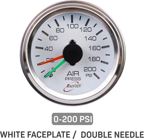 52mm 2-1/16" Mechanical Dual Air Suspension Gauge(0~150PSI) with White Face/Chrome Rim in Kuwait